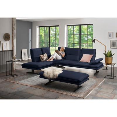 Ecksofa W.SCHILLIG "broadway, Designsofa, toller Sitzkomfort, zeitlos, elegant, L-Form", blau (blau z59), B:284cm H:94cm T:224cm, Longlife Xtra-Leder Z59: Glattleder mit modischer Prägung. Hautstärke 0, 9 - 1, 1 mm, Sofas, Sitztiefenverstellung,... Image