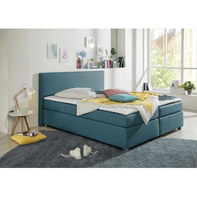 Boxspringbett INOSIGN "Eliana", blau (petrol), B:167cm L:230cm, Komplettbetten, Boxspringbett, inkl. Topper, in 4 Breiten, 3 Matratzenarten und 2 Härtegraden Image