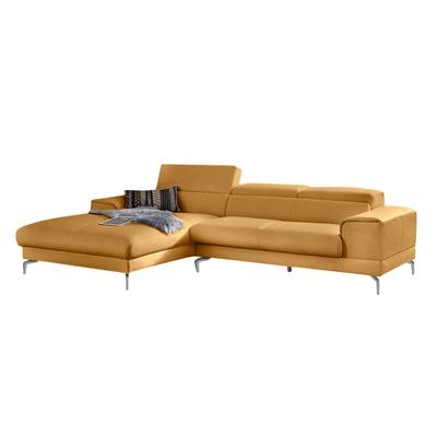 Ecksofa W.SCHILLIG "piedroo, Designsofa mit tollem Sitzkomfort, bequem und elegant, L-Form", gelb (kurkuma z69), B:303cm H:70cm T:193cm, Longlife Xtra-Leder Z69: Das feinnarbige, gedeckte Softleder Z69 besticht durch seine außergewöhnliche Weichheit... Image