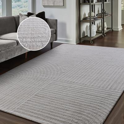 Wollteppich MY HOME "Brevik, handgewebt, Wolle, Hoch-Tief-Struktur" Gr. 1, beige (sand), B:60cm H:11mm L:90cm, Baumwolle, Wolle, Teppiche, einfarbig, Wolle, Teppich, Wohnzimmer, Schlafzimmer, Esszimmer Image