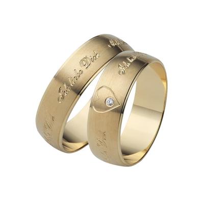 Trauring FIRETTI "Schmuck Geschenk Gold 375 Hochzeit Ehering Trauring "Ich liebe Dich" Gr. 18, gold (gelbgoldfarben), Fingerringe, 18, 0,01 ct SI = kleine Einschlüsse mit Brillant, Gelbgold 375, 6mm, Made in Germany, wahlweise mit oder ohne Brillant Image
