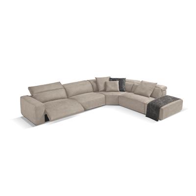 Ecksofa EGOITALIANO "Beverly, extravangantes Designsofa mit erstklassigem Sitzkomfort", grau (opal grau), B:378cm H:95cm T:282cm, Luxus-Micofaser Lederoptik (100% Polyester) ist ein neues technisches Gewebe mit einem visuellen und taktilen Aspekt,... Image