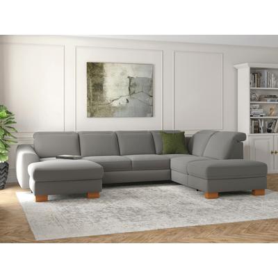 Wohnlandschaft SIT & MORE "Dundee U-Form", grau, B:338cm H:86cm T:219cm, Sofas, mit Federkern und Massivholzfüßen, wahlweise mit Kopfteilverstellung Image