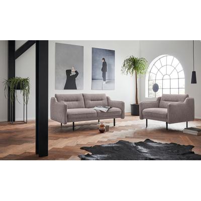2-Sitzer ANDAS "Nordfyn", grau (hellgrau), B:169cm H:81cm T:92cm, Struktur weich (100% Polyester), Luxus-Microfaser Lederoptik (100% Polyester), 100% NaturLEDER, Sofas, edles Design in 3 Bezugsqualitäten, Design by Morten Georgsen Image