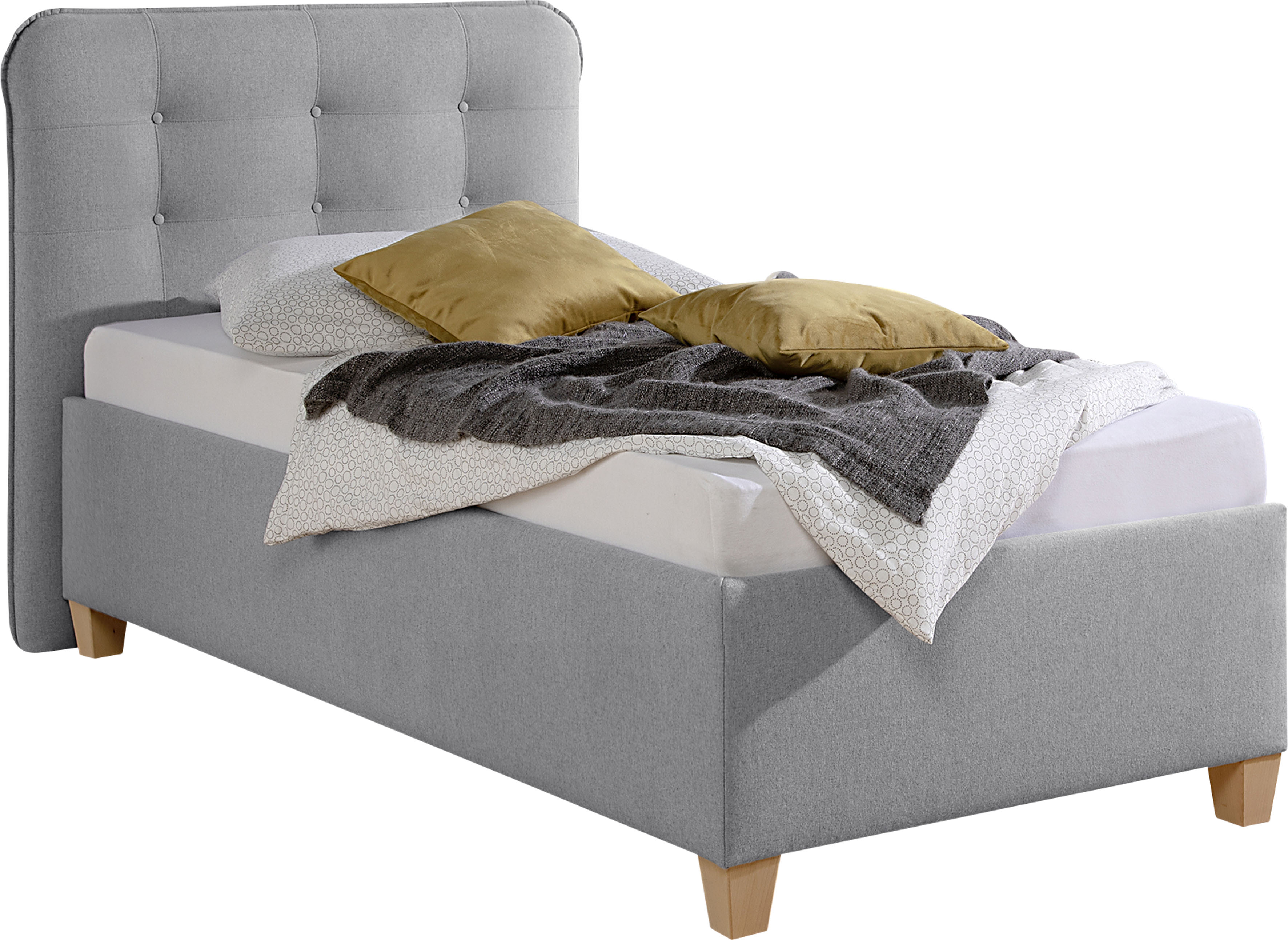 Polsterbett MAINTAL, grau, B:108cm L:210cm, Betten, Polsterbett ohne Bettkasten Polsterbett, inklusive Bettkasten Image