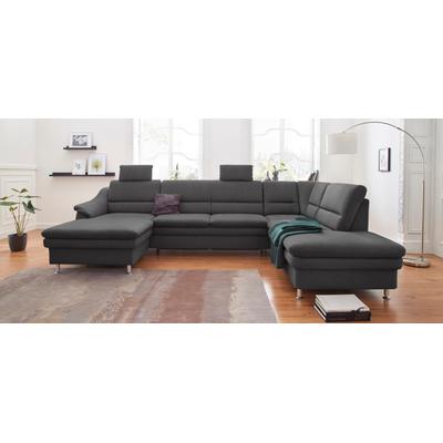 Wohnlandschaft SIT & MORE "Cardoso U-Form", grau (anthrazit), B:324cm H:90cm T:90cm, Luxus-Microfaser 1 (100% Polyester), Luxus-Microfaser 2 (100% Polyester), Luxus-Microfaser ALTARA NUBUCK (100% Polyester), Sofas, mit Federkern und Kopfstützen, mit... Image