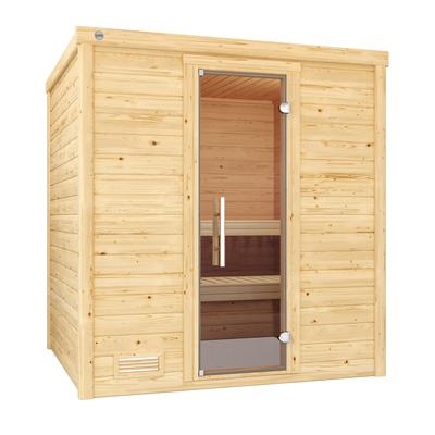 Sauna WEKA "Massivholzsauna BERGEN 2", beige (natur), Saunaofen, externe Steuerung, 7,5 kW, Saunen, Blockbohlen, moderne Ganzglastür Image