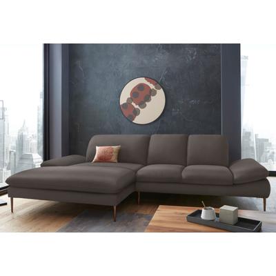 Ecksofa W.SCHILLIG "enjoy&MORE, Designsofa, bequem, zeitlos und elegant, L-Form", braun (braun z59), B:310cm H:87cm T:185cm, Chenille-Flachgewebe R66 (85% Polyester, 15% Nylon), Longlife Xtra-Leder Z59: Glattleder mit modischer Prägung. Hautstärke... Image