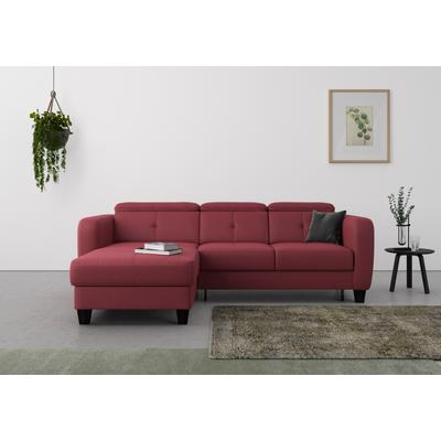 Ecksofa SIT & MORE "Belluci L-Form", rot (bordeaux), B:247cm H:85cm T:170cm, Sofas, inklusive Federkern, wahlweise mit Bettfunktion und Bettkasten Image