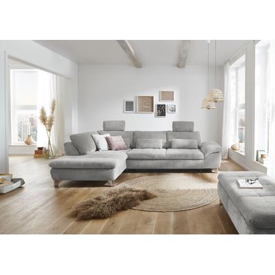 Ecksofa DIE PLANBAR "MP-IN14007 L-Form", grau, B:306cm H:84cm T:197cm, 100% Polyester, Sofas, wahlweise mit Bettfunktion und verstellbaren Kopfstützen, in Cord, Topseller Image