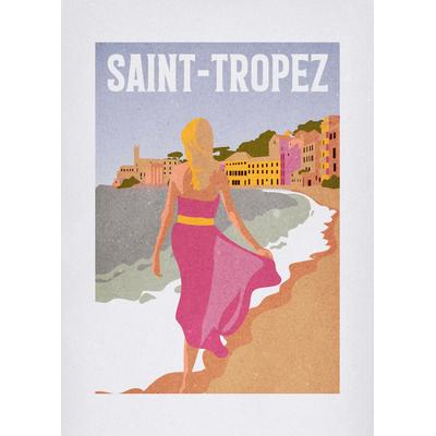 Bild KOMAR "Vintage Travel Saint-Tropez", bunt (farbe bild(er): bunt), B:50cm H:70cm, Papier, Holz, Bilder, Wandbild zur Dekoration - ohne Rahmen Image