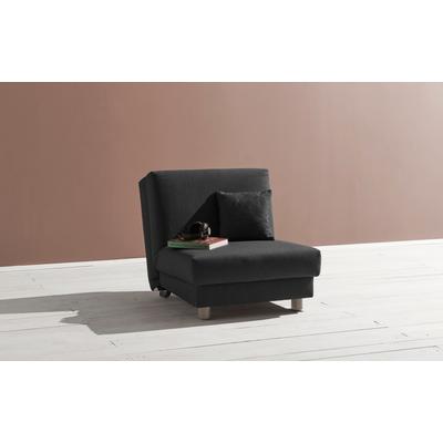 Schlafsofa ELL + ELL "Enny", grau (dunkelgrau), B:80cm H:85cm T:100cm, Sofas, Liegefläche Breite 80 cm, Liegehöhe 40 cm, Füße alufarben, Rückenlehne Image