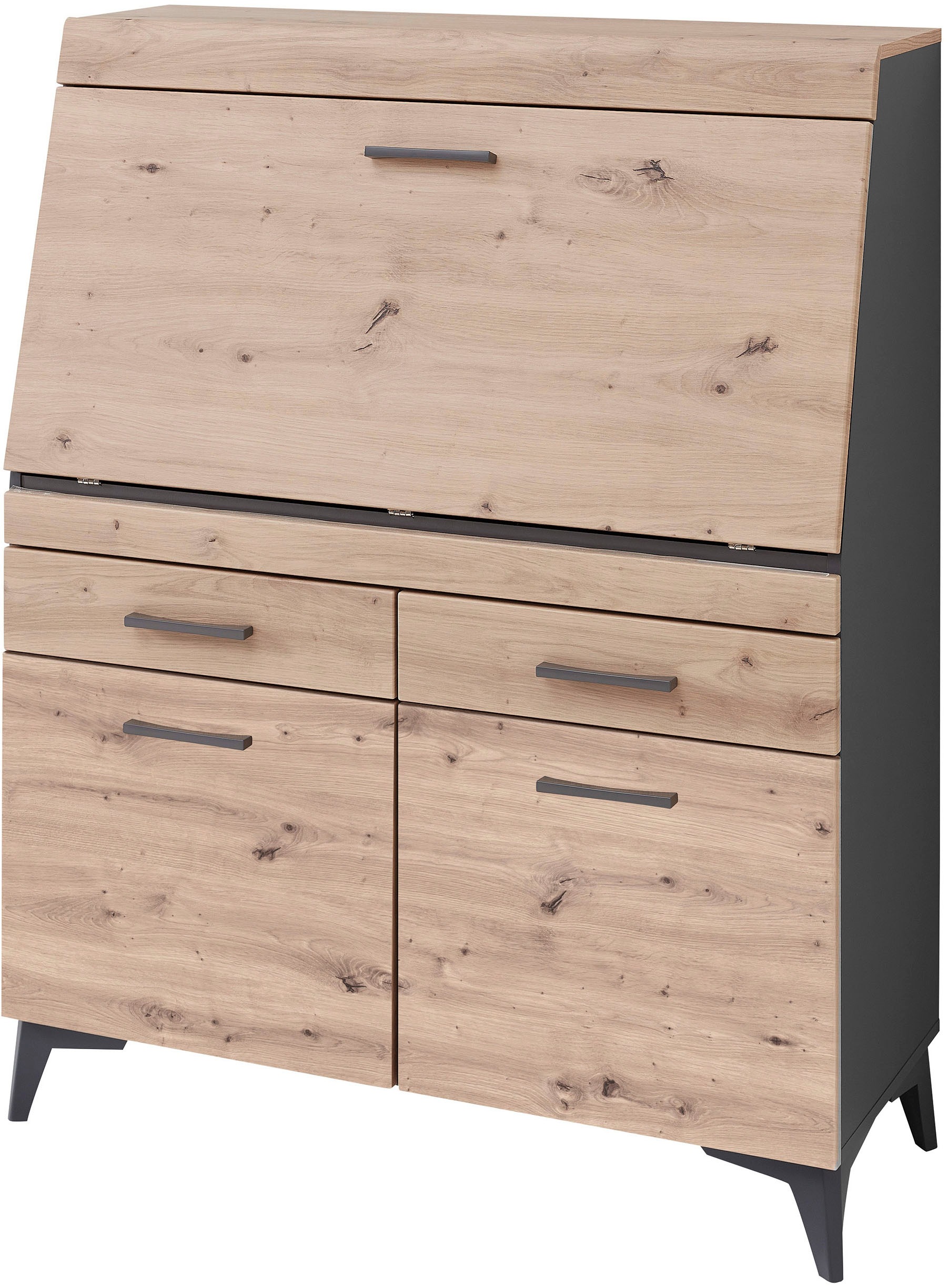 Sekretär INNOSTYLE "SECRET", braun (graphit, artisan eiche), B:98cm H:124cm T:42cm, Sekretäre, Sekretär, Stauraumschrank, mit Monitor-/Laptopfach, Soft-Close, Breite 98 cm