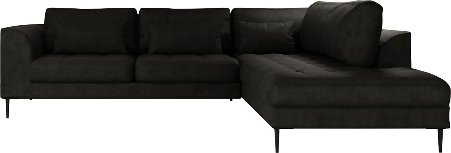Ecksofa TRENDMANUFAKTUR "Luzi, wahlweise mit Schlaffunktion und Bettkasten, gemütlich, L-Form", braun (eiffel tower), Sofas, B/H/T: 264cm x 80cm x 203cm, Samtvelours, Ottomane rechts, ohne Schlaffunktion, ohne Bettkasten, 100% Polyester, Designsofa...