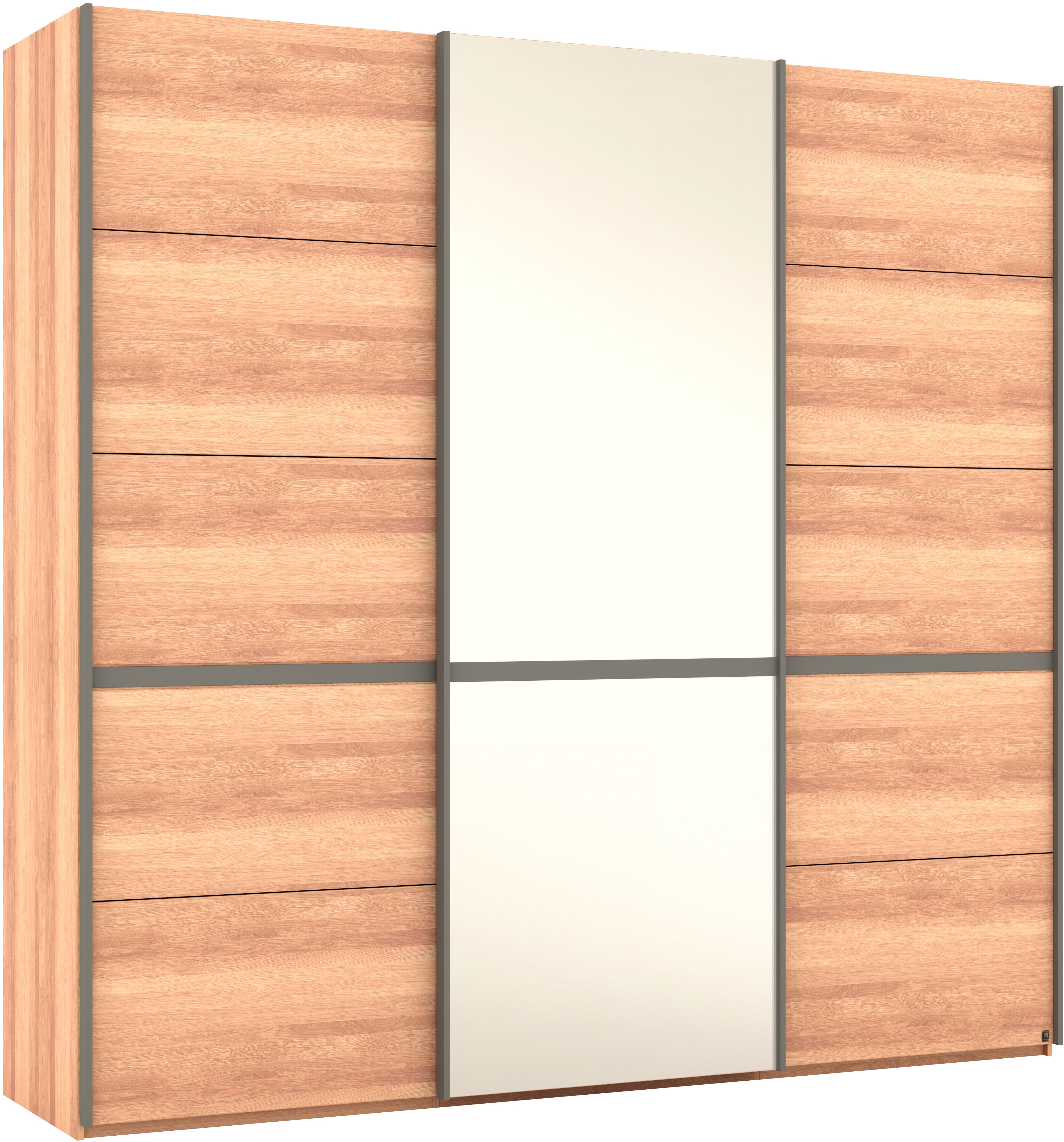 Schwebetürenschrank MUSTERRING "Sorrent, Kleiderschrank, Schrank, Schiebetüren", braun, B:250cm H:236cm, Schränke, Schwebetürenschrank, Türen in Eiche massiv mit Kassetten-Optik, verschiedene Maße verfügbar