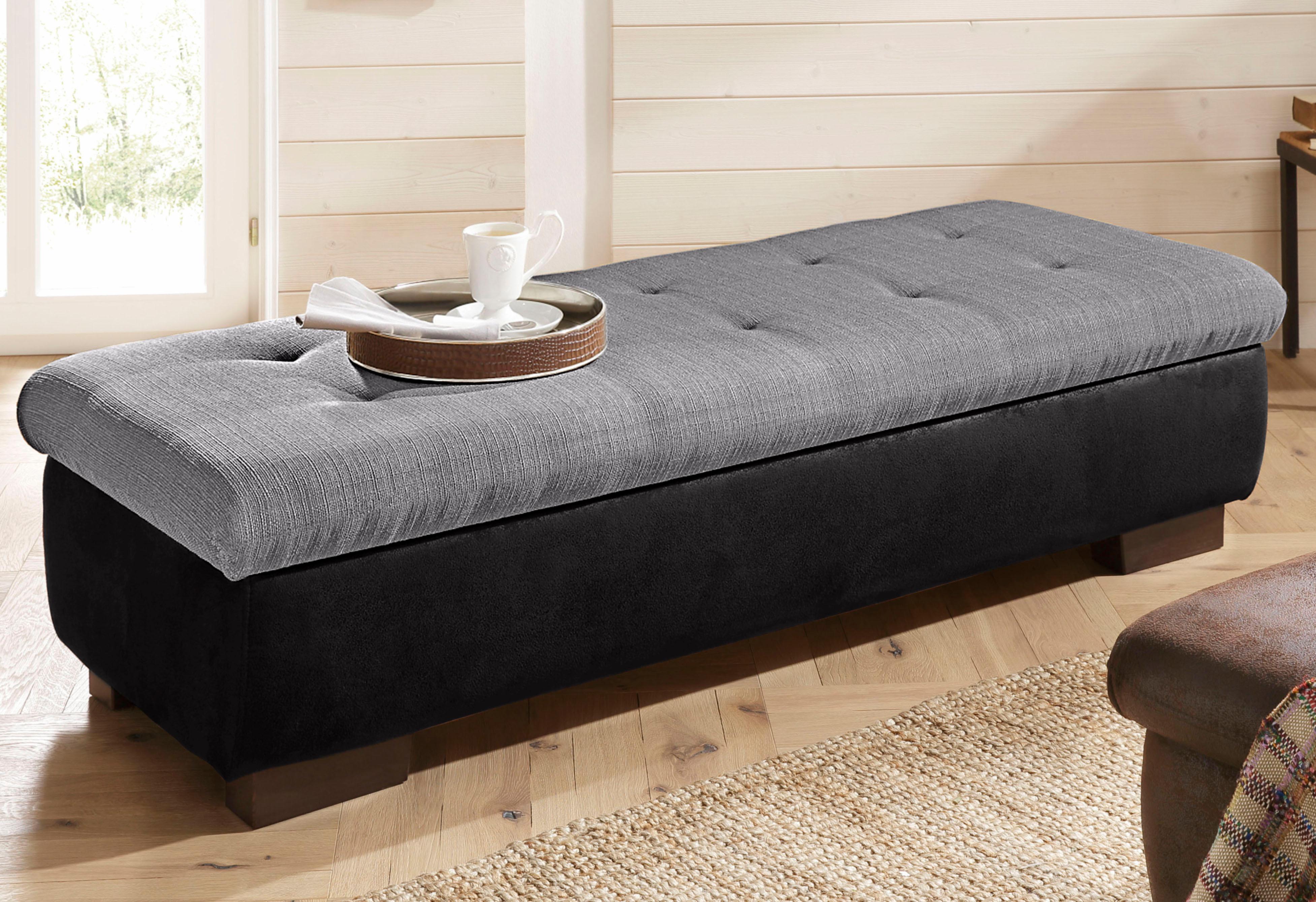 Hocker HOME AFFAIRE "Bergen", silber (schwarz, silber), B:161cm H:41cm T:60cm, MELROSE/Struktur (100% Polyester);MELROSE (100% Polyester);Microfaser PRIMABELLE (100% Polyester), Hocker, mit Staufach, 161 cm breit