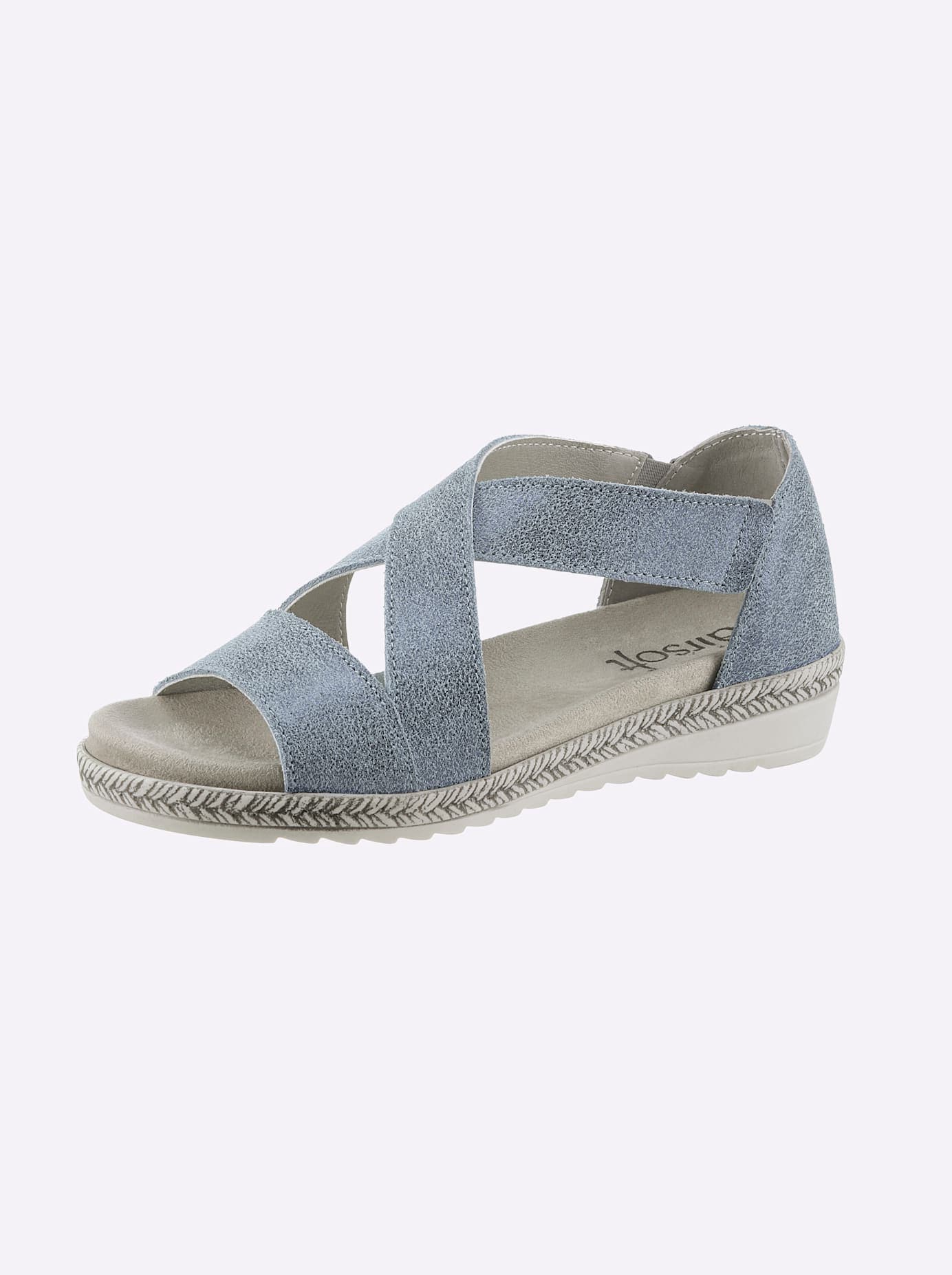 Sandalette CASUAL LOOKS, Damen, Gr. 37, blau (taubenblau), Veloursleder, Schuhe
