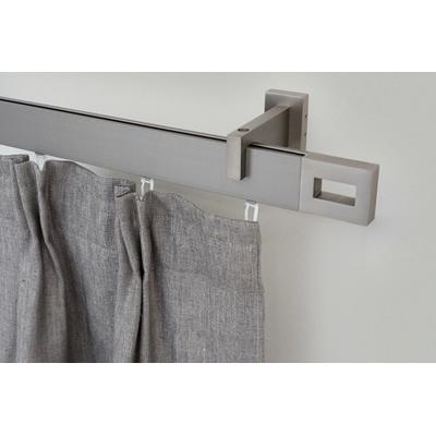 Gardinenstange GARESA "FLAT", silber (vernickelt), L:110cm, Aluminium, Gardinenstangen, Rechteckprofil, Wandmontage, perfekter Lauf, modern, verlängerbar Image