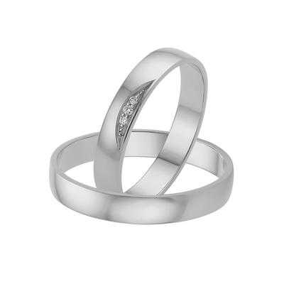 Trauring FIRETTI "Schmuck Geschenk Gold 375 Hochzeit Ehering "LIEBE" Gr. 20, weiß (weißgoldfarben), Fingerringe, 20, 0,02 ct SI = kleine Einschlüsse mit Brillanten, Weißgold 375, 3,5mm, Made in Germany, wahlweise mit oder ohne Brillanten Image