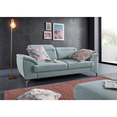 2,5-Sitzer SIT & MORE "Percy", blau (aqua), B:207cm T:112cm, Sofas, 15 cm Fußhöhe, Sitztiefenverstellung, wahlweise Kopfteilverstellung Image
