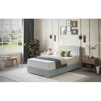 Boxbett INOSIGN "Thor mit Bettkasten, inkl. Matratze, Topseller", blau (stripes 8624 blau grau), B:126cm L:208cm, Komplettbetten, Boxspringbett, Topper und Zierkissen, in verschiedenen Härtegraden verfügbar Image