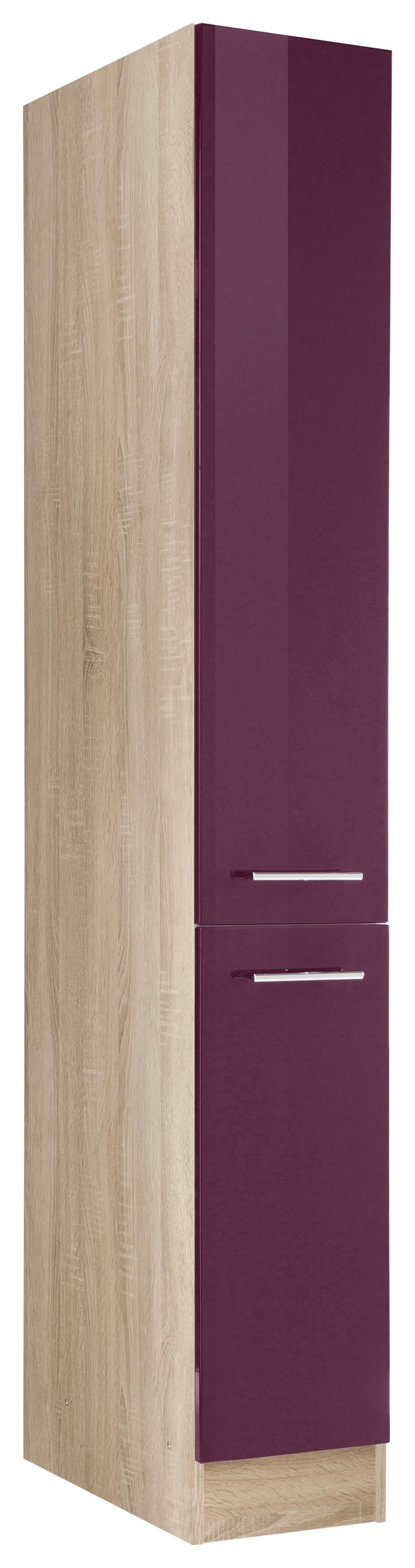 Apothekerschrank KOCHSTATION "KS-Eton", lila (aubergine hochglanz), B:30cm H:200cm T:60cm, Schränke, Apothekerschrank