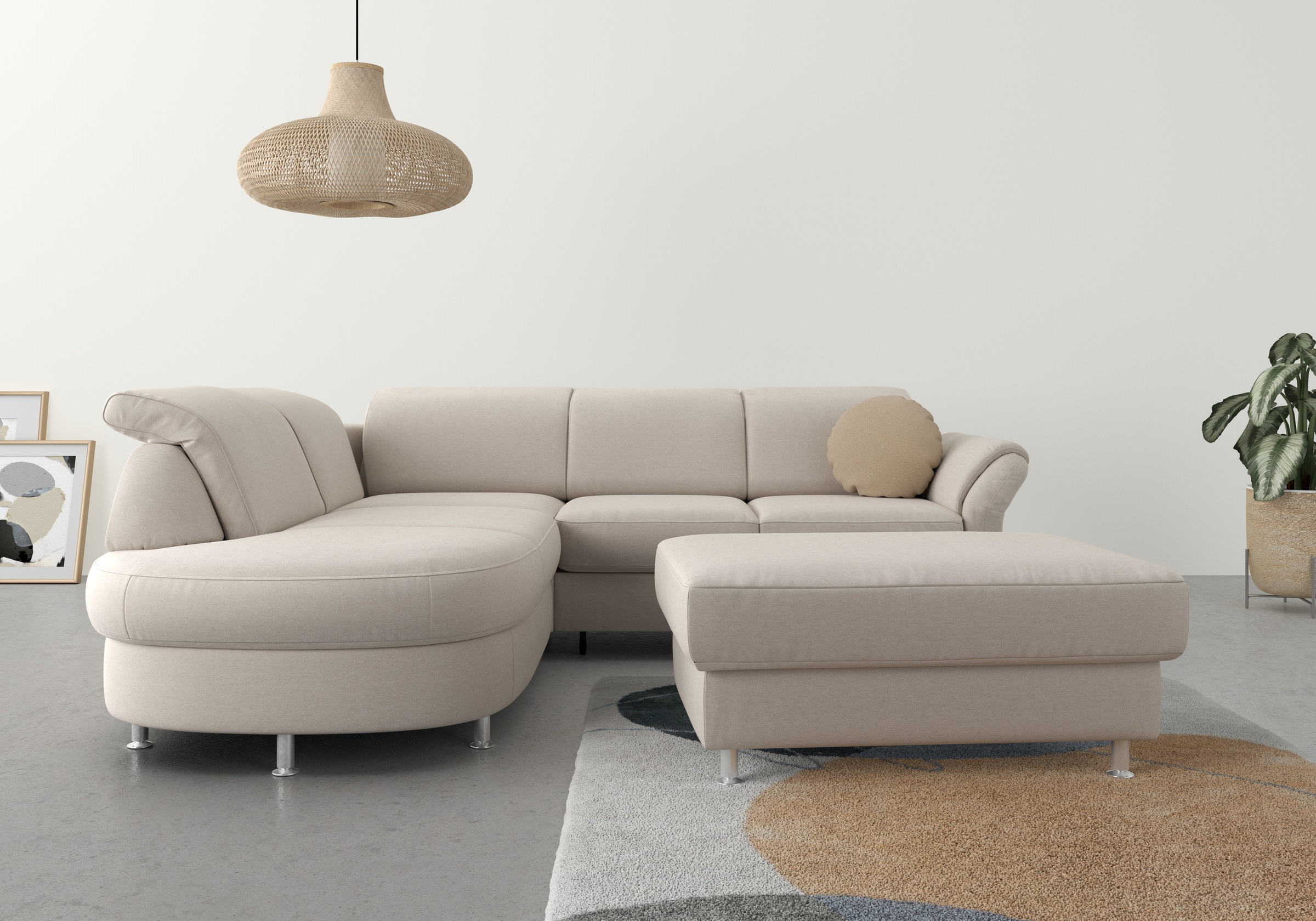 Ecksofa SIT & MORE "Apulia L-Form", grau (elephant), B:250cm H:78cm T:212cm, Webstoff (100% Polyester);Struktur weich (90% Polyester, 10% Polyamid);Luxus-Micofaser Euphoria (100% Polyester);Samtoptik (100% Polyester), Sofas, wahlweise Bettfunktion,...