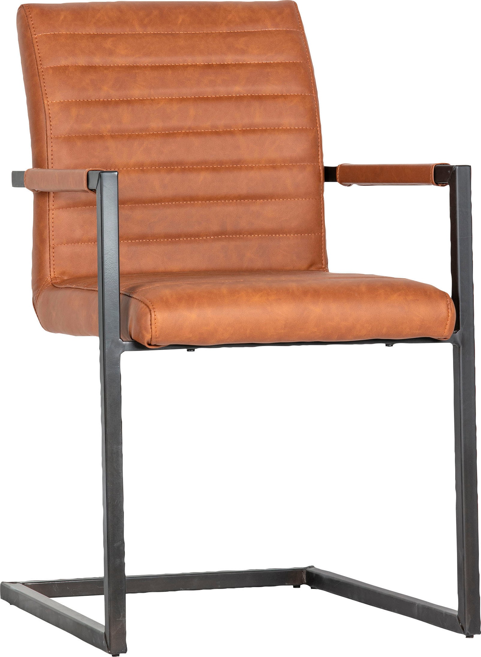 Esszimmerstuhl WOOOD "BASS", braun (cognac, schwarz), B:54cm H:87cm T:62cm, Stühle, Esszimmerstuhl, Freischwinger, Breite 54 cm