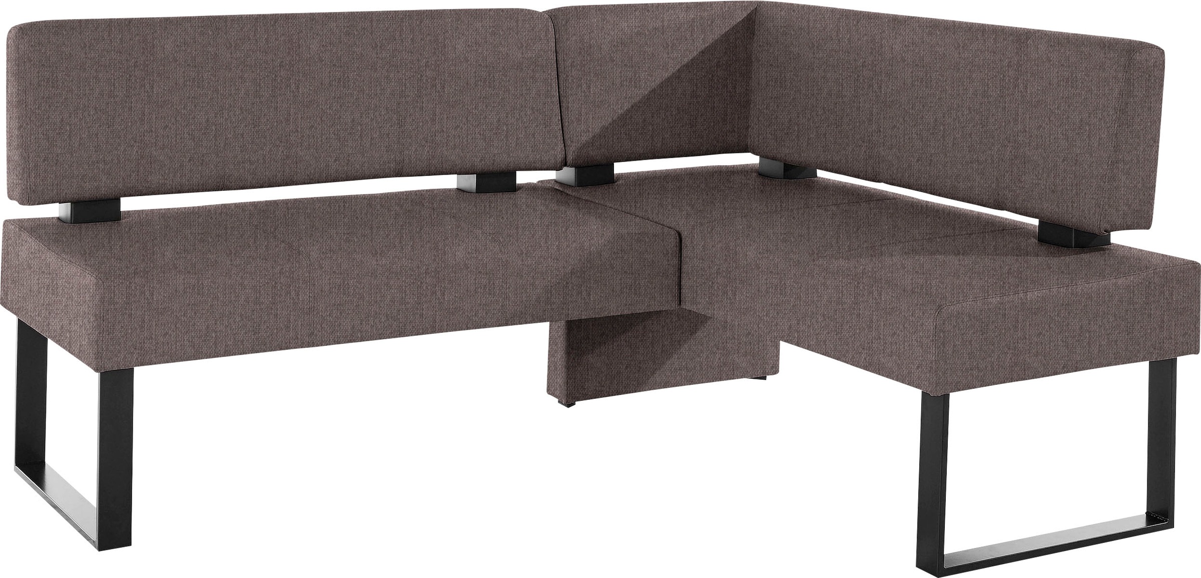 Eckbank HOME AFFAIRE "Oliver mit Metallgestell, Küchenbank", braun (dunkelbraun (capulet 4007), schwarz), B:220cm H:89cm T:160cm, Holzwerkstoff, Massivholz, Polyester, Sitzbänke, Eckbank, verschiedene Bezüge Cord Esszimmerbank OTTOs Choice