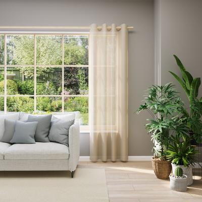 Vorhang nach Maß NEUTEX FOR YOU "EVA", beige (hellbeige), B:142cm H:190cm, Obermaterial: 100% Polyester, Gardinen nach Maß, Uni-Voile mit elegantem Glanz Image