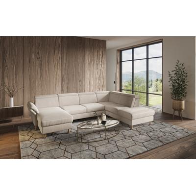 Wohnlandschaft HOME AFFAIRE "Calypso U-Form", beige (linen), B:334cm H:85cm T:227cm, 100%Polyester, Sofas, wahlweise mit motorischer Relaxfunktion Image