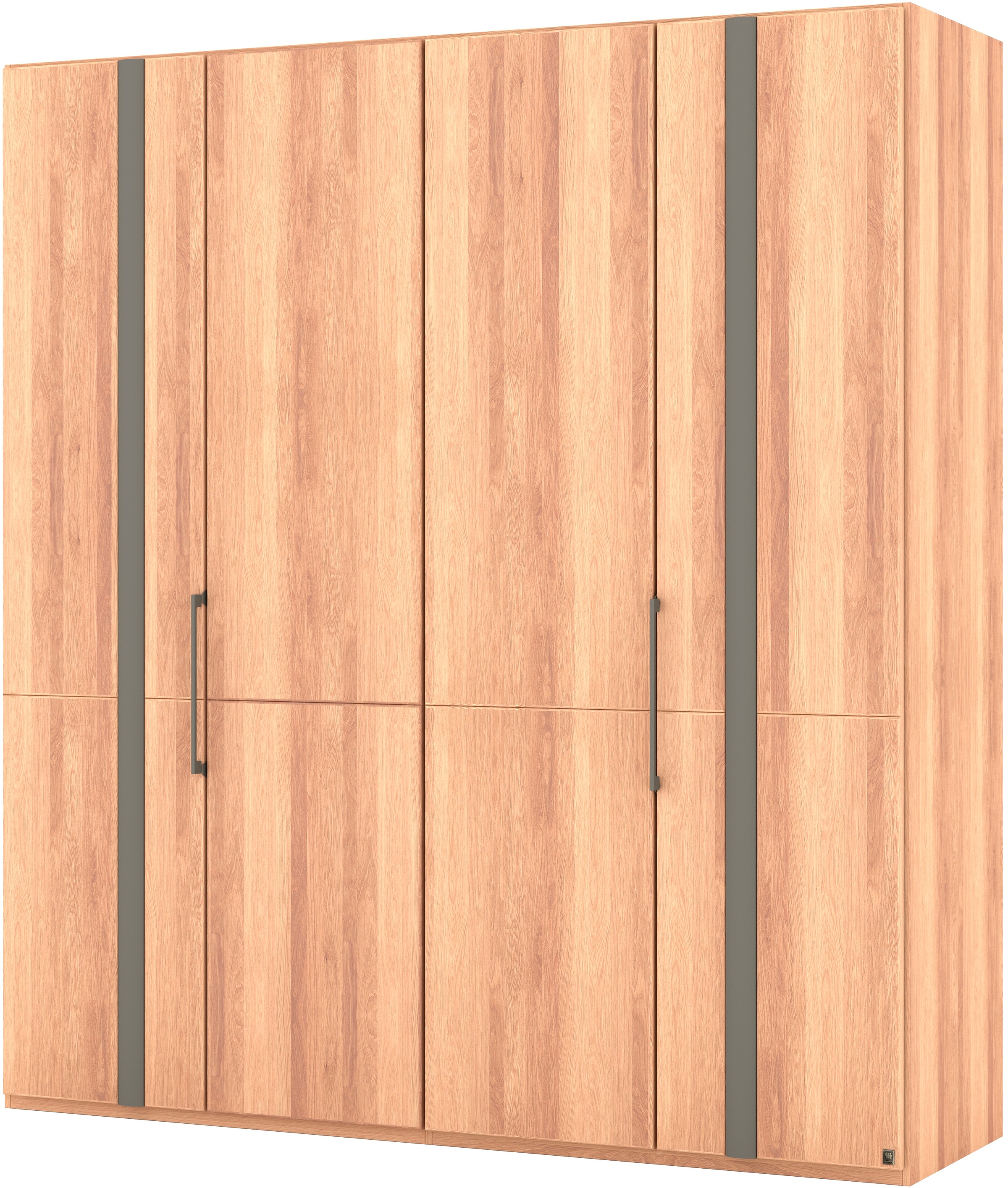 Drehtürenschrank MUSTERRING "Sorrent, Kleiderschrank, teilmassiv Eiche", braun, B:200cm H:217cm, Schränke, Drehtürenschrank, Türen in Eiche massiv mit Absetzung in Schiefer, verschiedene Maße