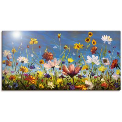 Wandbild ARTLAND "Wildblumenwiese blauer Himmel", bunt (farbe bild(er): bunt), B:40cm H:20cm, Bilder, als Alubild, Outdoorbild, Leinwandbild, Poster, Wandaufkleber Image