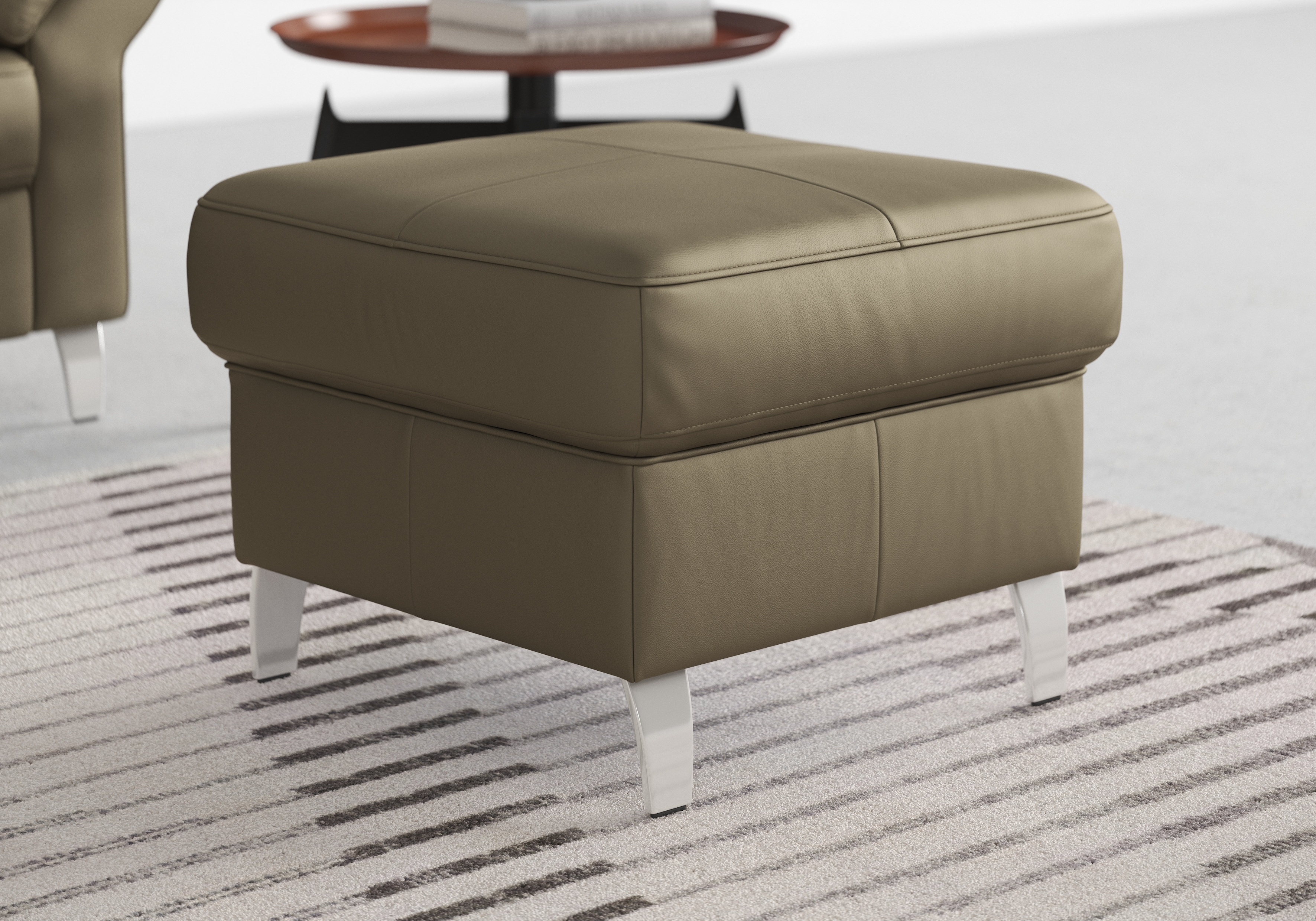 Hocker SIT & MORE "Arngast", grün (olive), B:58cm H:48cm T:58cm, Luxus-Microfaser ALTARA NUBUCK (100% Polyester);Struktur (100% Polyester);Flachgewebe (90% Polyester; 10% Polyamid), Hocker