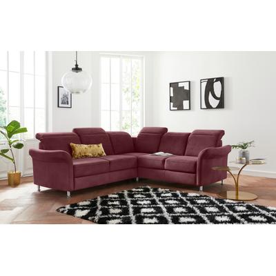 Ecksofa SIT & MORE "Darwin L-Form", rot (bordeaux), B:249cm T:229cm, Sofas, inklusive Federkern, wahlweise mit Kopfteilverstellung, Bettfunktion Image