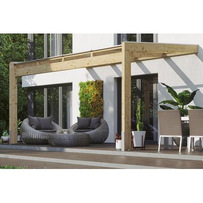 Terrassendach SKANHOLZ "Novara", beige (natur), B:450cm T:259cm, Leimholz, Fichtenholz, Polycarbonat (PC), Terrassenüberdachungen, BxT: 450x259 cm Image