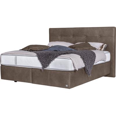 Boxspringbett ALINA "Padma", grau (beigegrau hga 54), B:180cm L:214cm, Lederoptik HGA (100% Polyester), Komplettbetten, Boxspringbett, Kopfteil mit Knöpfen, in unterschiedlichen Ausführungen erhältlich Image