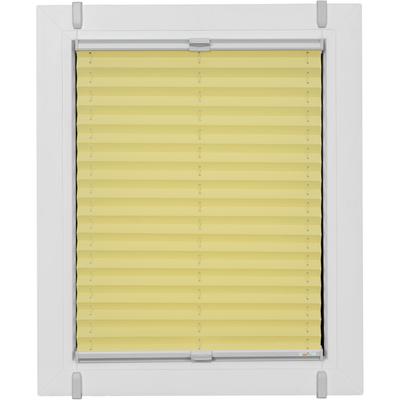 Plissee SUNLINES "One Size Style Crepe", gelb (zartgelb, grau, grau), B:70cm H:160cm, Obermaterial: 85% Polyester, 15% sonstige Fasern, Plissees, Zubehörfarbe grau, zum Klemmen Image