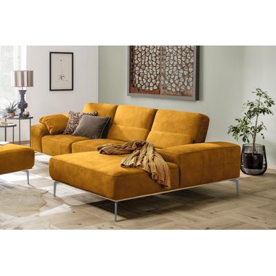 Ecksofa W.SCHILLIG "run, Designsofa mit tollem Sitzkomfort, bequem, L-Form", gelb (brandy s37), B:299cm H:88cm T:178cm, Longlife Xtra-Leder Z73: Naturwalkleder der Luxusklasse aus den erlesensten Rohhäuten. Hautstärke 1, 1 u2013 1, 3 mm, ROHLEDER... Image