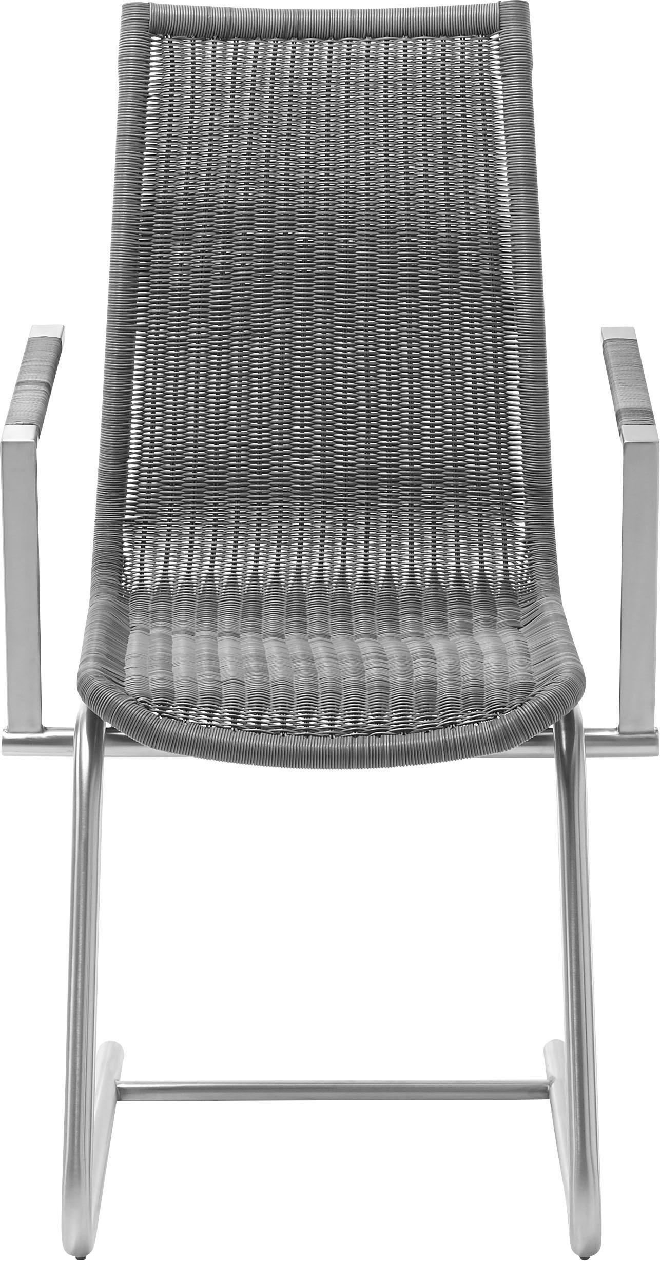 Freischwinger WK WOHNEN "WK 7400", grau (kieselgrau, edelstahloptik), B:43cm H:96cm T:58cm, Stühle, Freischwinger, Rundrohrgestell in Edelstahloptik, Vollgeflecht, mit Armlehne