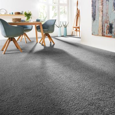 Teppichboden ANDIAMO "Softness, Velours, Made in Belgium", grau, B:400cm H:17mm L:1500cm, Kunstfaser, Teppiche, Uni Farben, Breite 400 cm, besonders weich, Wohnzimmer, Schlafzimmer Image