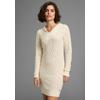 Strickkleid KANGAROOS, Damen, Gr. 44/46, N-Gr, weiß (sanftes weiß), Strick, Obermaterial: 50% Baumwolle, 50% Polyacryl, Zopfmuster, casual, Langarm, Kleider