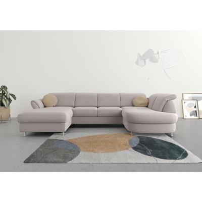 Wohnlandschaft SIT & MORE "Apulia U-Form", beige (sand), B:304cm H:78cm T:192cm, Webstoff (100% Polyester), Struktur weich (90% Polyester, 10% Polyamid), Luxus-Microfaser Euphoria (100% Polyester), Sofas, wahlweise Bettfunktion, Bettkasten und Kopf-... Image