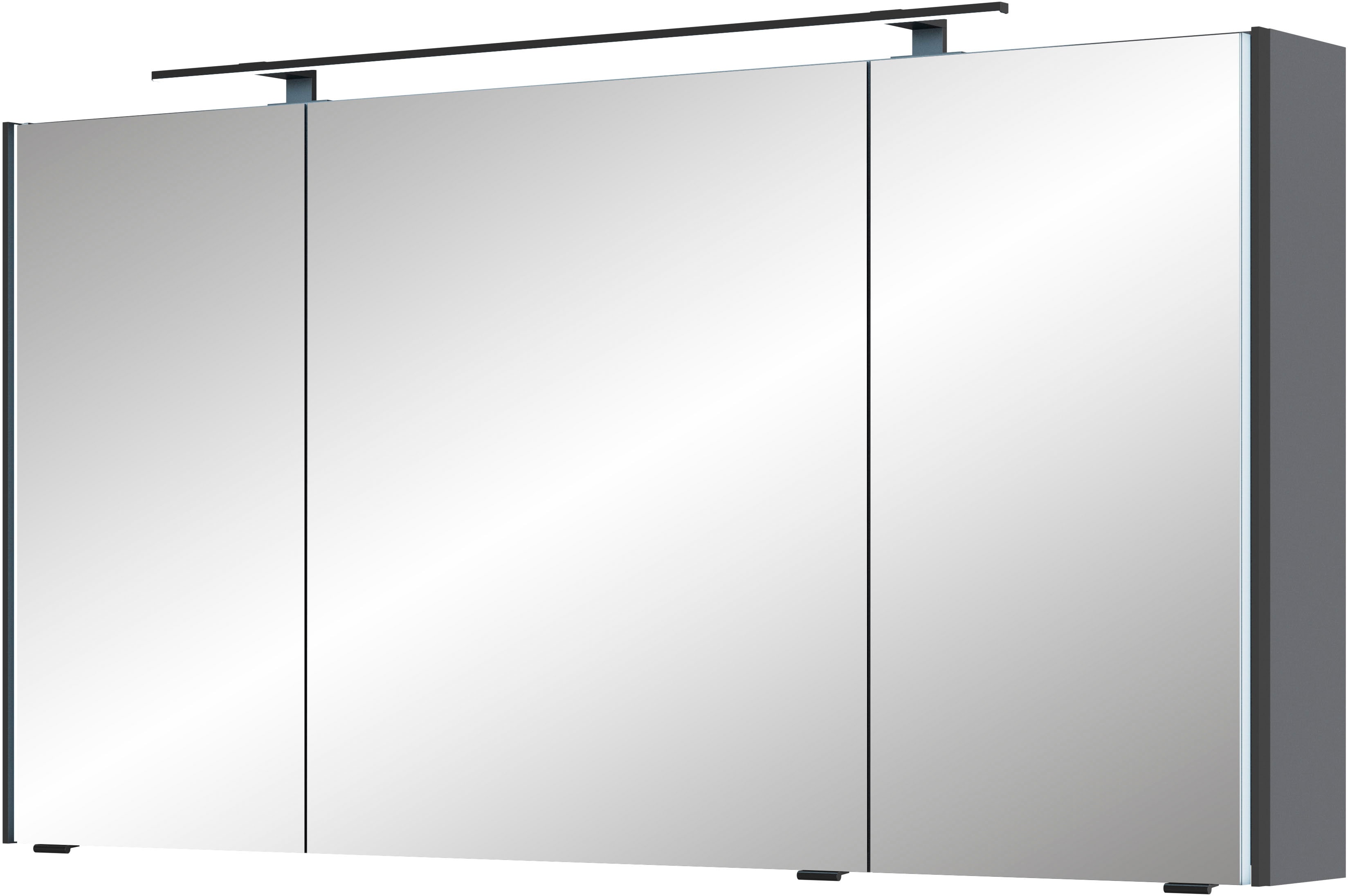 Spiegelschrank SAPHIR "Serie 7045 Badezimmer-Spiegelschrank inkl. LED-Beleuchtung, 3 Türen", grau (stahlgrau), B:133,2cm H:70,3cm T:17cm, Spanplatte, Schränke, Badschrank 133,2 cm breit, inkl. LEDplus Schalter und Türdämpfer Image