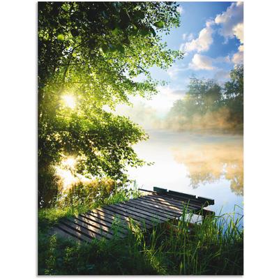Wandbild ARTLAND "Angelsteg am Morgen", grün (farbe bild(er): grün), B:45cm H:60cm, Bilder, als Alubild, Outdoorbild, Leinwandbild, Poster, Wandaufkleber Image