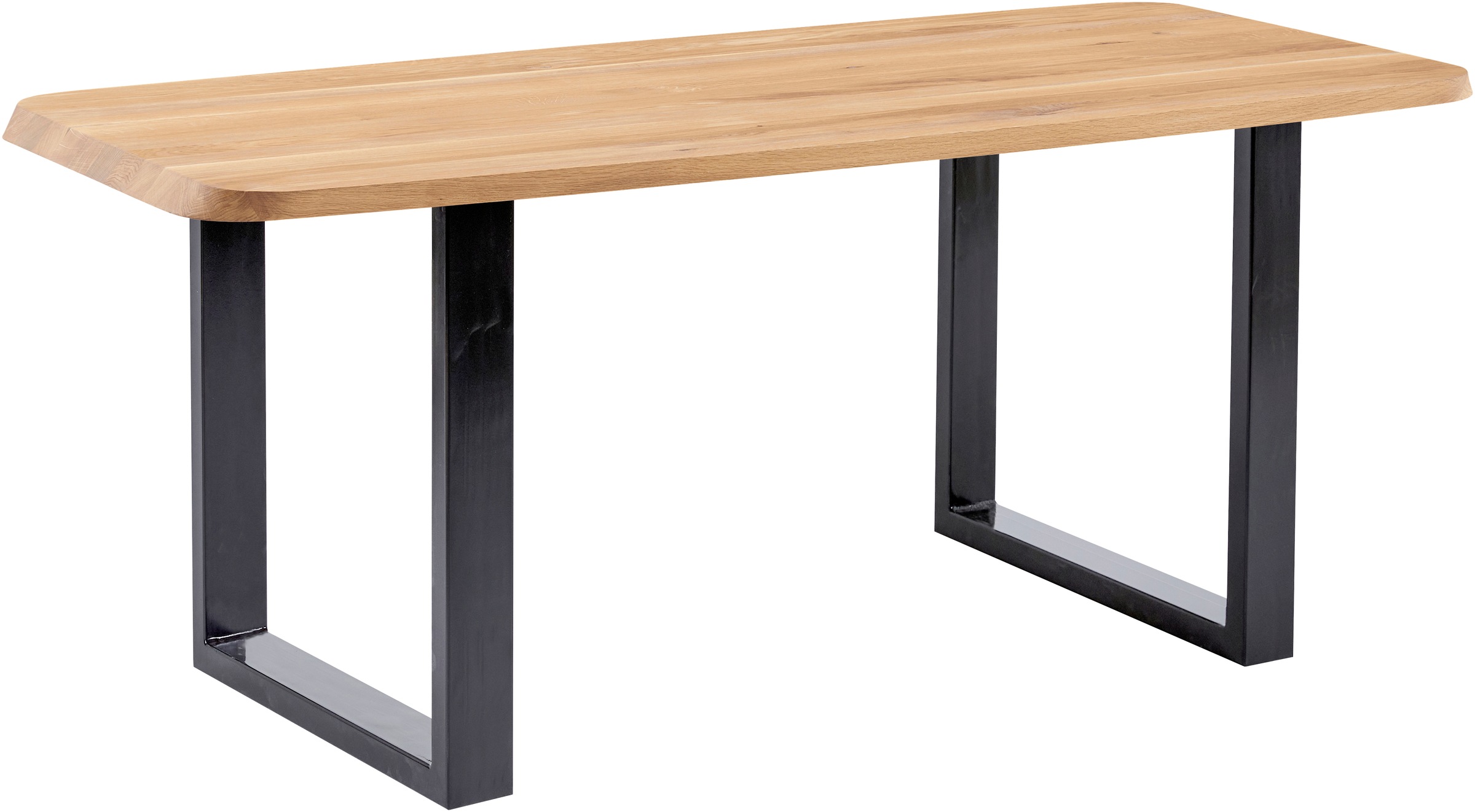 Esstisch MASSIVLINE & MORE "Porto, Vierfußtisch, Küchentisch, Tisch, Esstisch, Holztisch", schwarz (u, gestell,braun, schwarz, braun), B:160cm H:75cm T:90cm, Tische, Platte massiv, Gestell Metall pulverbeschichtet schwarz