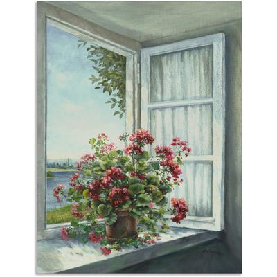 Wandbild ARTLAND "Geranien am Fenster", weiß (farbe bild(er): weiß), B:45cm H:60cm, Bilder, als Alubild, Outdoorbild, Leinwandbild, Poster, Wandaufkleber Image