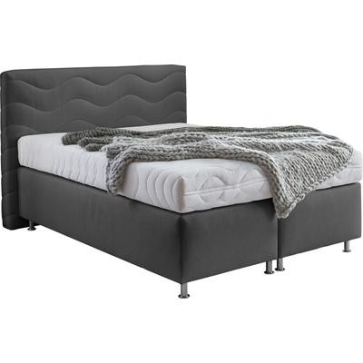 Boxspringbett "Sigma", grau (anthrazit), B:155cm L:210cm, Bezug Bett: Microvelours (100% Polyester) oder Feinstruktur (100% Polyester), Bezug Bonnell-Federkernmatratze: 100% Polyester, Bezug Kaltschaummatratze: 100% Polyester, Bezug... Image