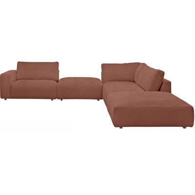 Ecksofa MUSTERRING "LUCIA L-Form", braun (brandy bax), B:340cm H:81cm T:346cm, Flachgewebe FLORIS (100% Polyester), Flachgewebe VALMONT (60% Baumwolle/ 40% Leinen), Microfaser CRONA (100% Polyester), Sofas, in vielen Qualitäten und 4 verschieden Nähten Image