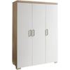 Kleiderschrank PAIDI "HILJA, by PAIDI, 3-türig", rot (eiche, bordeaux, kreideweiß), B:129,6cm H:192,7cm T:52,1cm, Schränke, praktische Einteilung mit Einlegeböden und Kleiderstangen